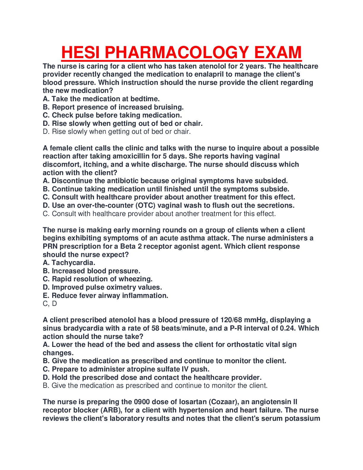 Preview image for HESI Exam Study Guide (2022/2023) Correct Answers